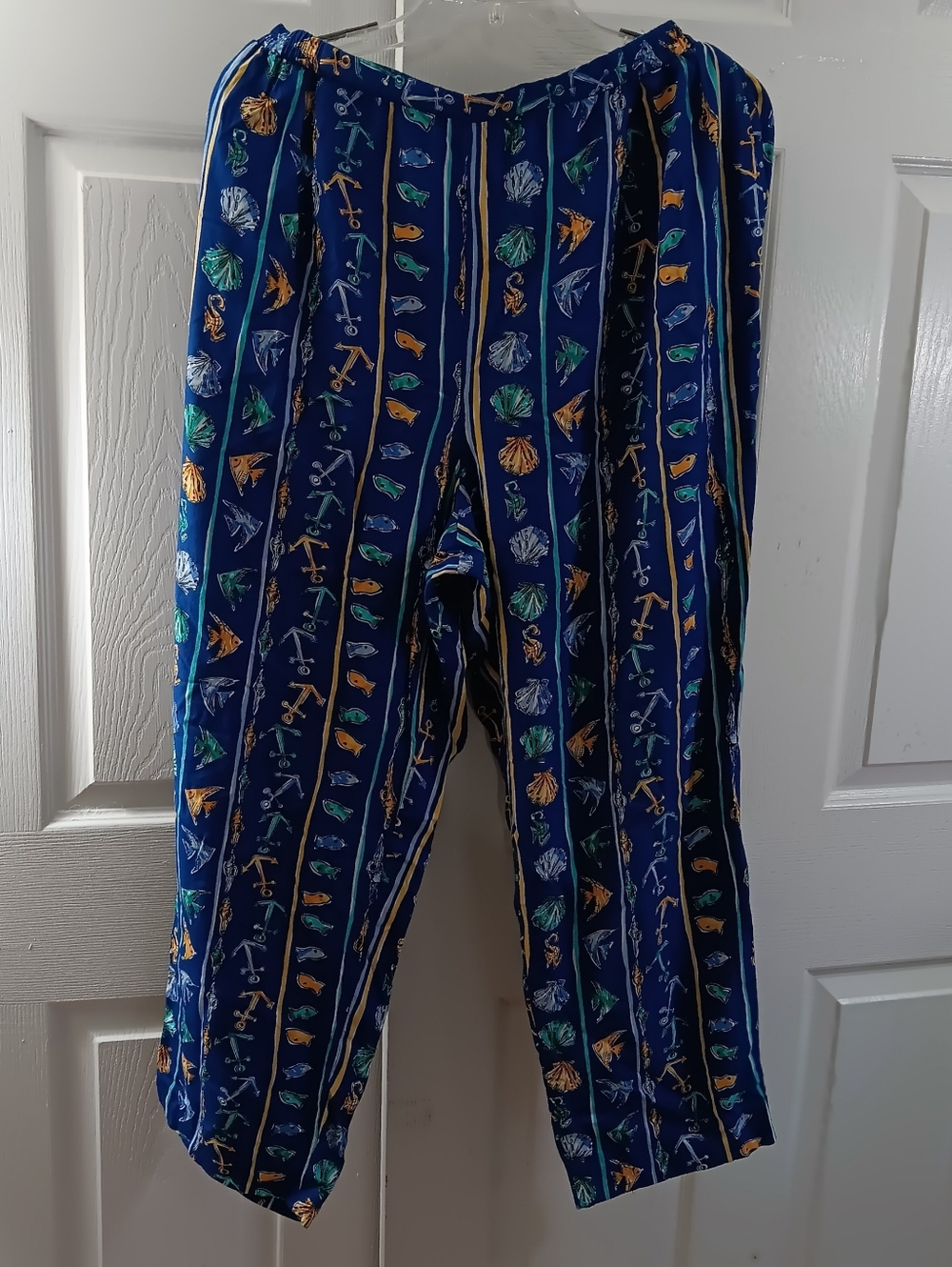 VTG Pendleton Women's 16W Plus Size Blue Nautical Print Classic Resort Pants 90s